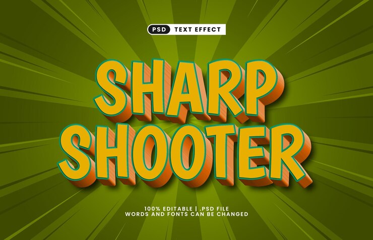 sharp shooter effetto di testo modificabile con uno stile di testo sportivo e di calcio