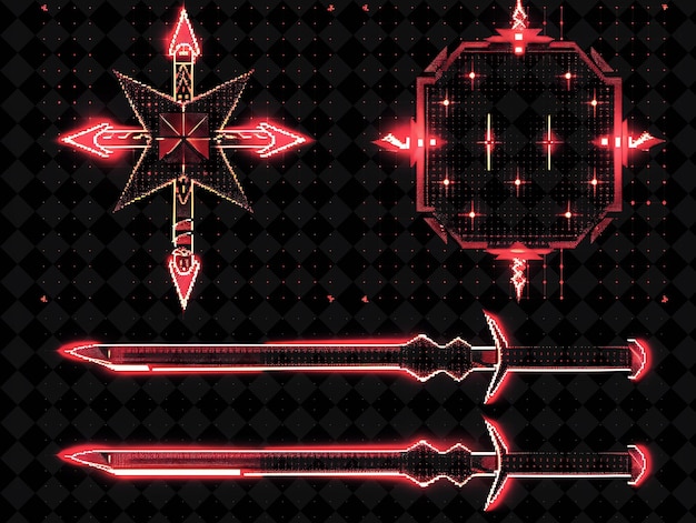 PSD sharp shuriken 8-bit-pixel mit ninja-stern und wurf-kni y2k-form neon-farbkunst-sammlungen