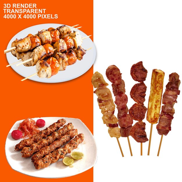 PSD shashlik barbacoa vinaigrette kebab carne barbacoa comida de res