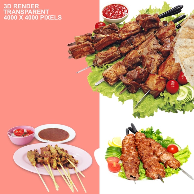 PSD shashlik barbacoa vinaigrette kebab carne barbacoa comida de res