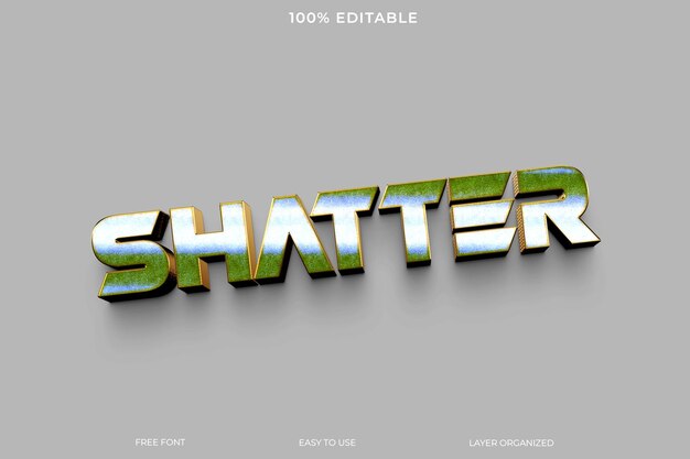 Shatter text effect font editable typography 3d text style
