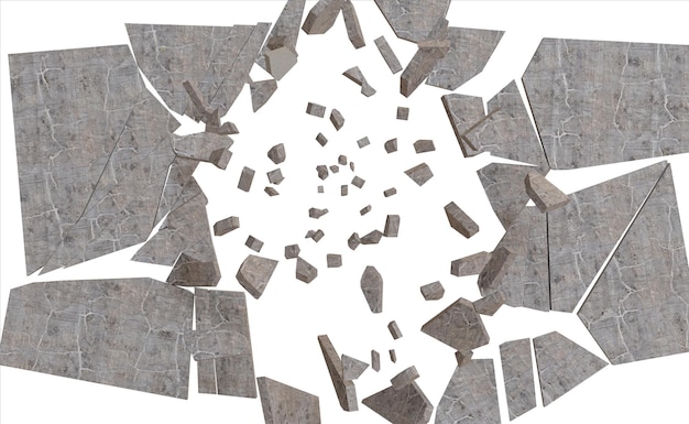 Shattered concrete explosion