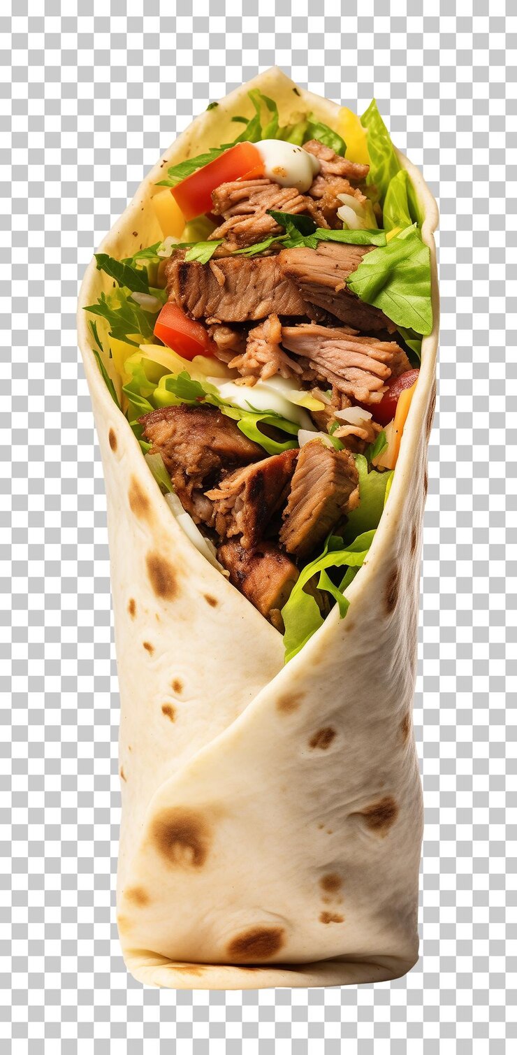 Shawarma Beef Vertical Isolated on Transparent Background PNG