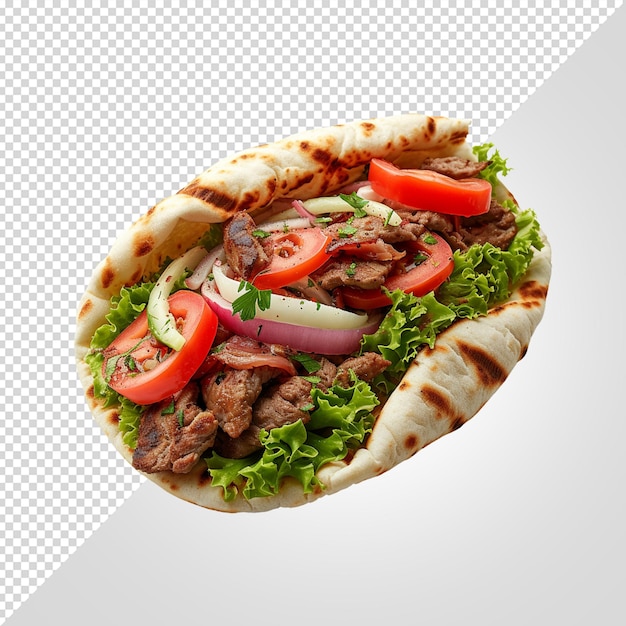 PSD shawarma de bœuf isolé sur fond blanc