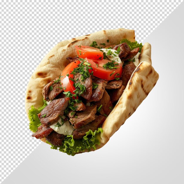 PSD shawarma de bœuf isolé sur fond blanc