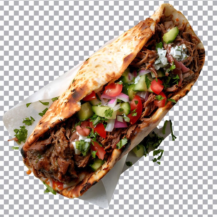 PSD shawarma png isolé sur un fond transparent