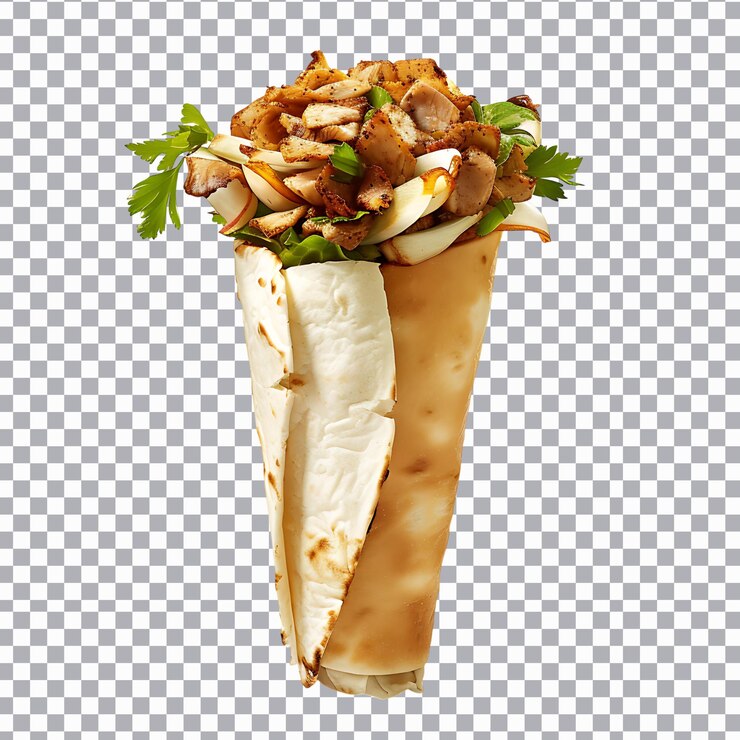 PSD shawarma png isolé sur un fond transparent