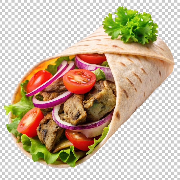 PSD el shawarma de pollo sobre un fondo transparente