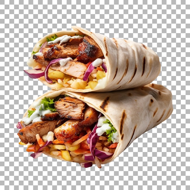 PSD el shawarma de pollo sobre un fondo transparente