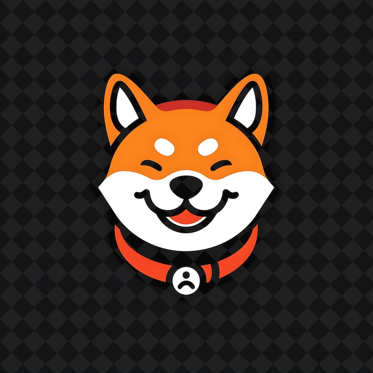 PSD shiba inu dog icon fox like dog face con una ilustración de expresiones confiadas diseño de arte vectorial de animales