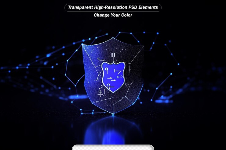 PSD shield icon cyber security digital data network protection
