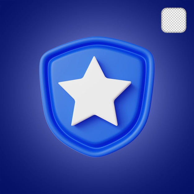 Shield star security icon 3d-illustration