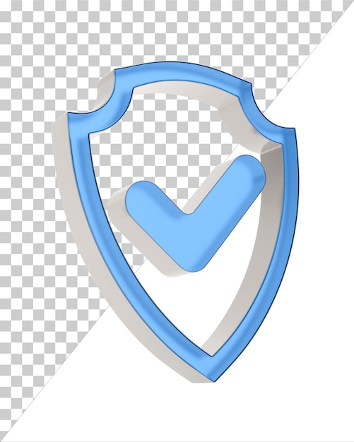 shield with checkmark on white background Isolated 3D illustration
