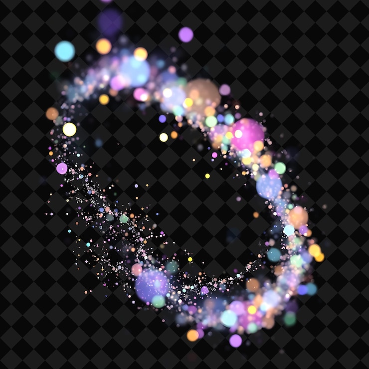 PSD shimmering meson motes delicate flecks of iridescent rainbow h y2k ispirato sullo sfondo al neon