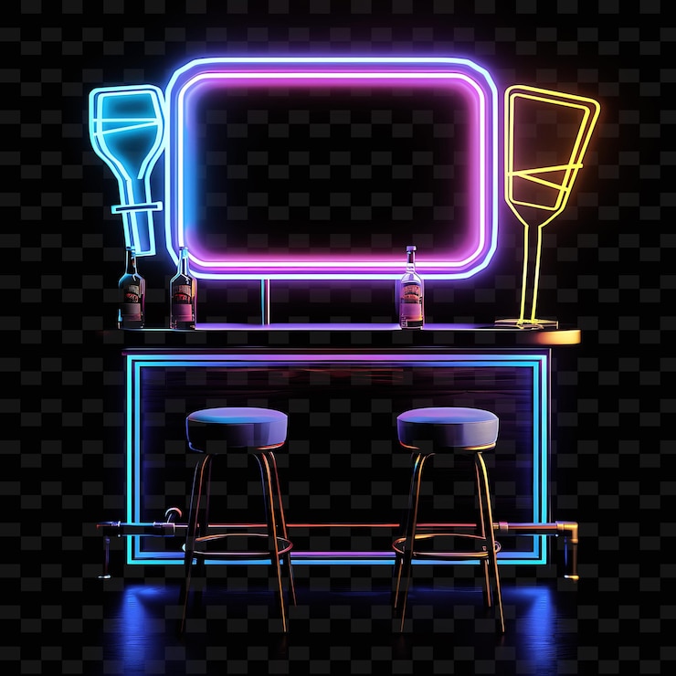 PSD shimmering neon campaign debate watch party with a neon sign neon line art landscape background