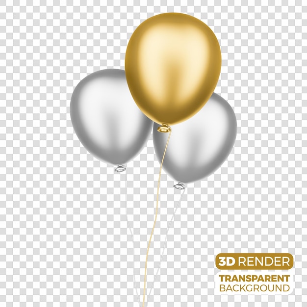 PSD shiny balloons flying in silver and gold 2