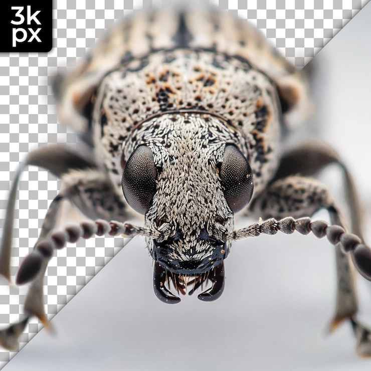 PSD shiny beetle with spots and stripes on transparent background