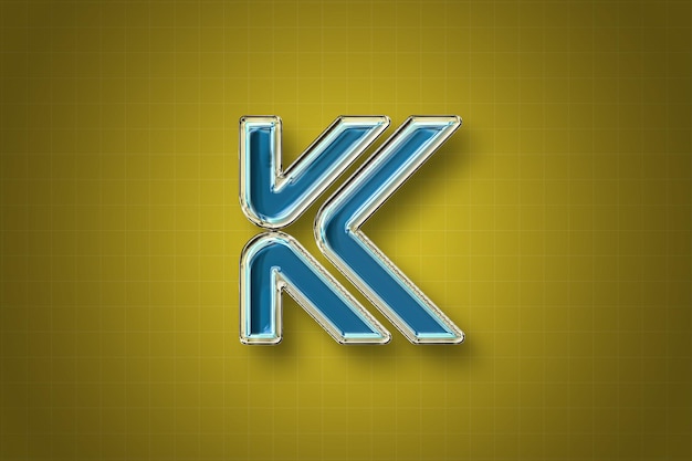 Shiny Blue KK Logo on a Golden Background
