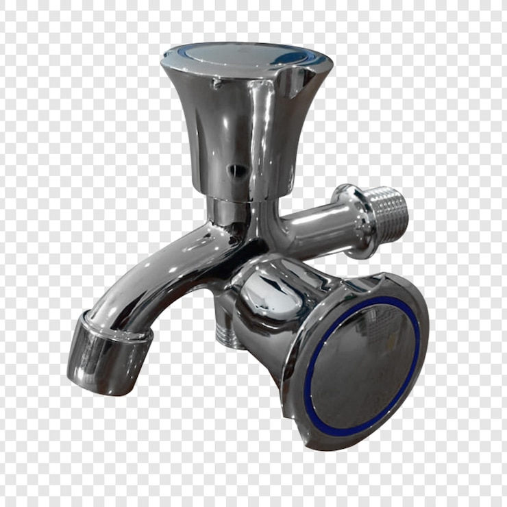 PSD shiny chrome faucet with two handles