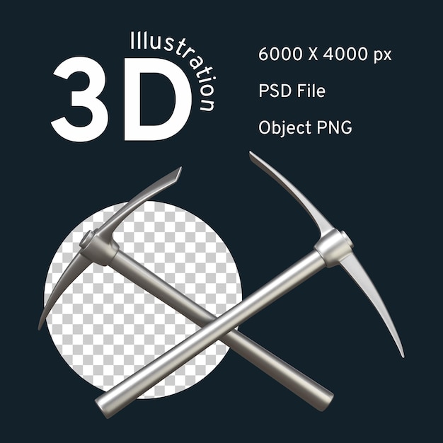 Shiny silver pickaxes crossed