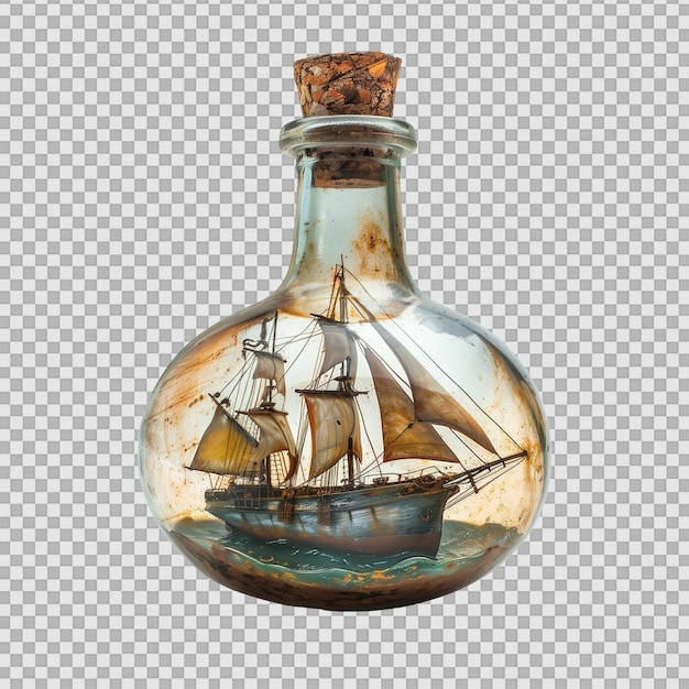 PSD ship in a bottle on transparent background