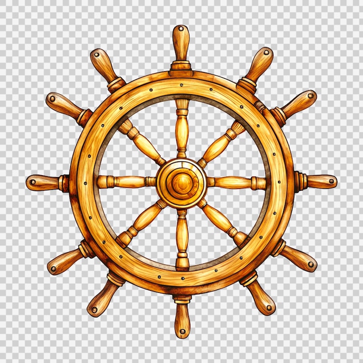 PSD ship steering wheel icon isolated on a transparent background