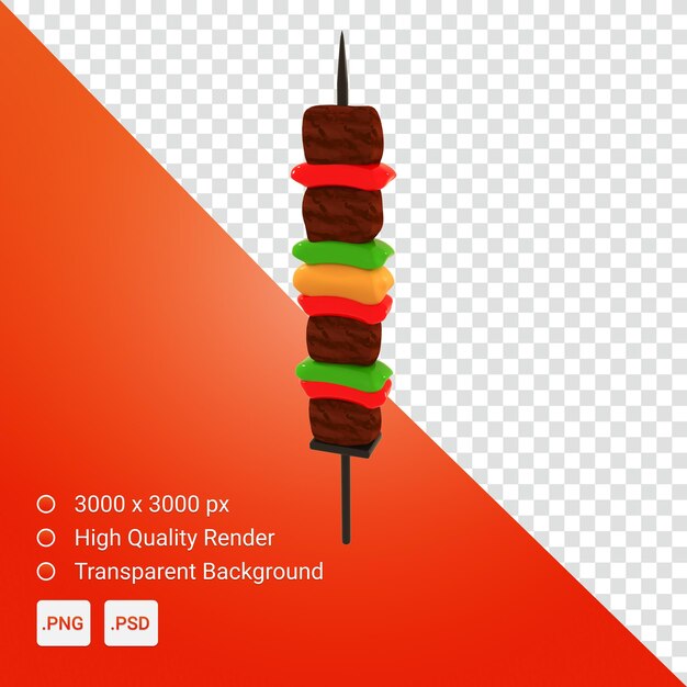 PSD shish kebab illustration 3d