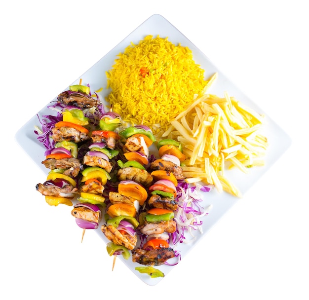 PSD shish tawook avec du riz et des frites