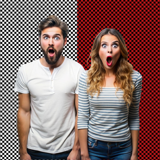 PSD shocked couple on transparent background