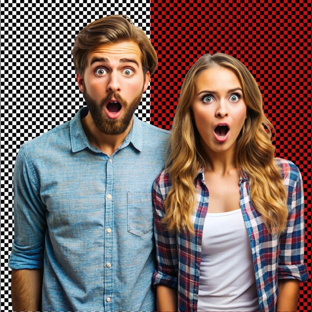 PSD shocked couple on transparent background