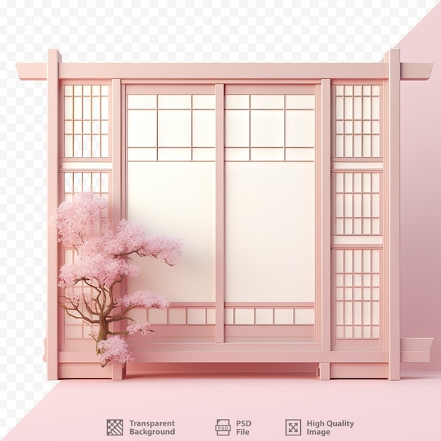 PSD shoji japonais traditionnel diviseur de porte ou de fenêtre sur fond transparent