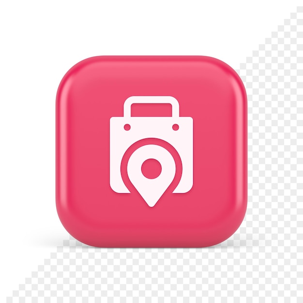 Shop location map pin with shopping bag button web app design realistic icon