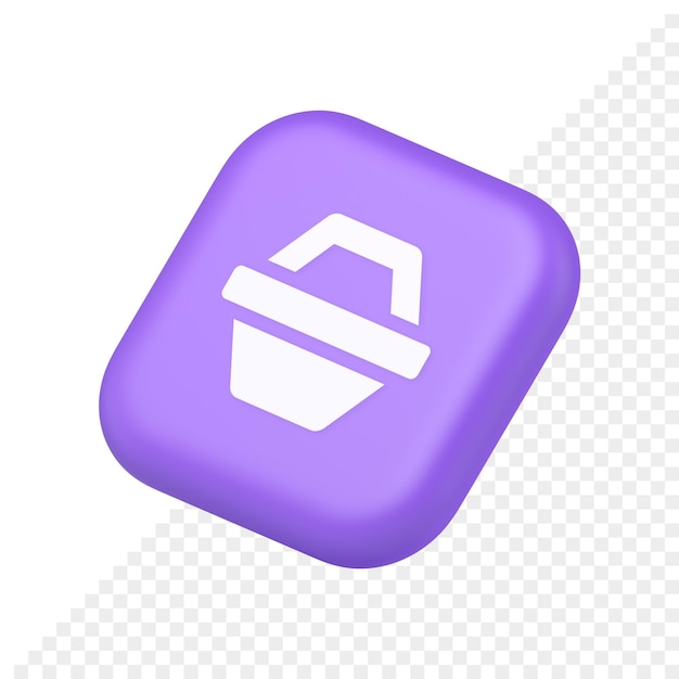 Shop-Warenkorb digitaler kommerzieller Einzelhandelsknopf Marktplatz globaler Markt App-Design isometrisches 3D-Symbol