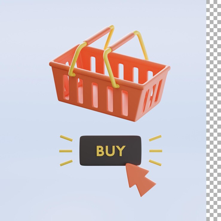 Shopping Basket With Buy 3d Illustration