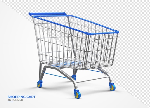 Shopping cart 3d render realistic transparent
