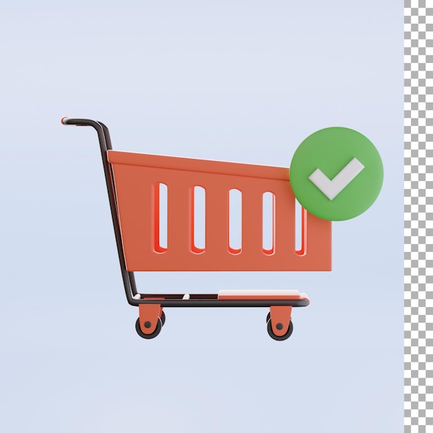 Shopping Cart With Check Mark 3d Icon