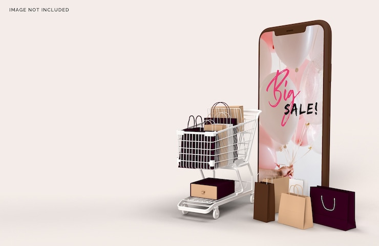 PSD shopping in linea mockup business concept marketing