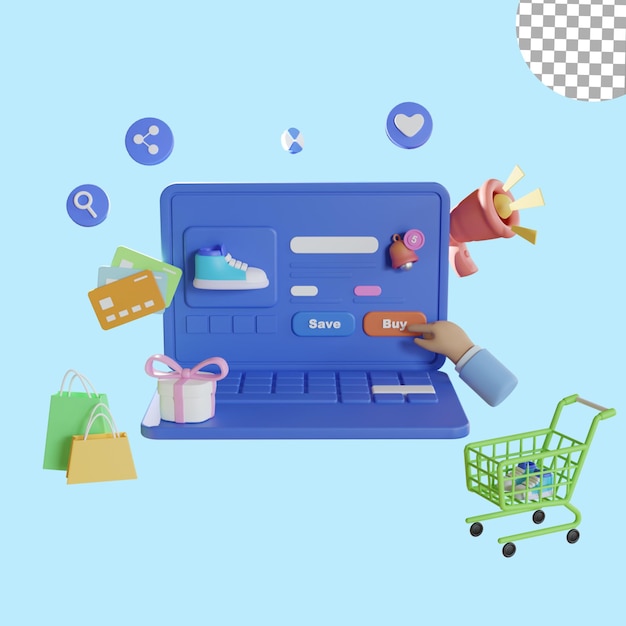 le shopping en ligne illustration 3D
