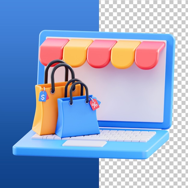 PSD le shopping en ligne illustration 3d