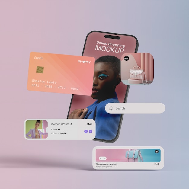 Shopping online con il mockup dello smartphone