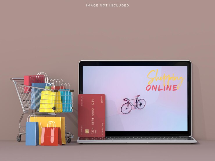PSD shopping online con modelli di laptop