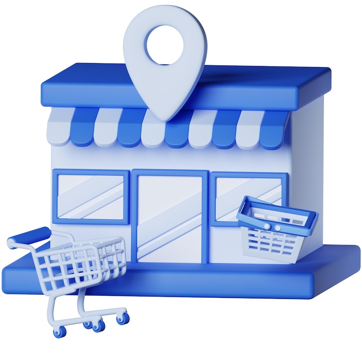 PSD shopping store building commerce sale 3d