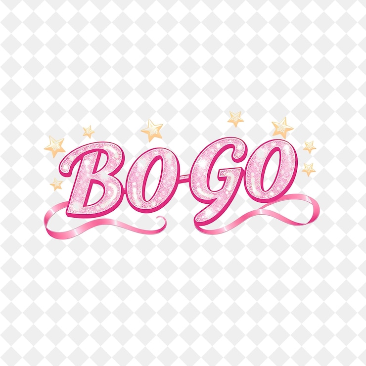PSD shoujo texto bogo con estrellas brillantes y cintas texto es elegante y curvo suave rosa y rosa