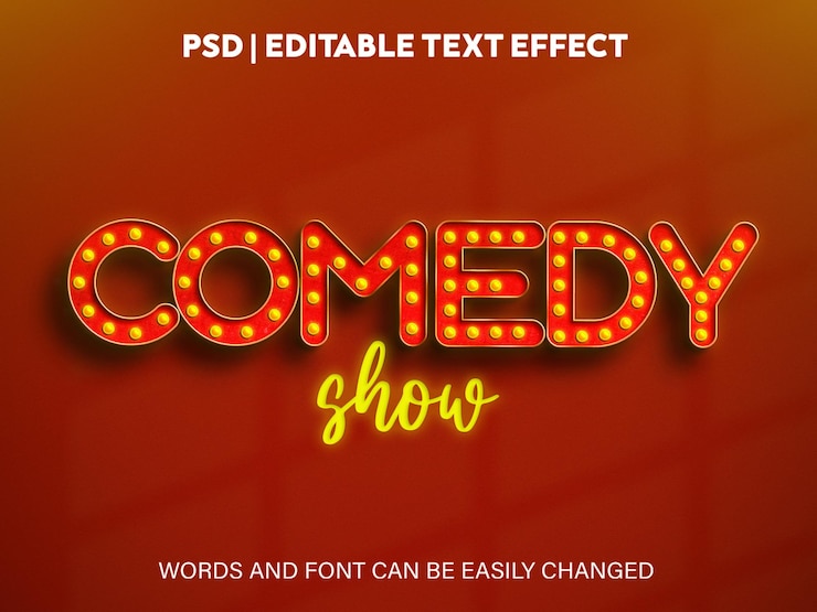 PSD show de comédia com efeito de texto editável