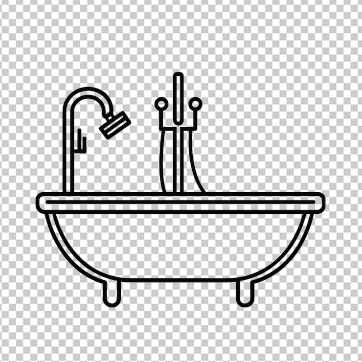 PSD shower bathtub icon outline shower bathtub on transparent background