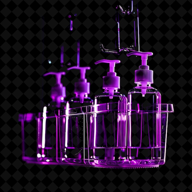 Shower Caddy With Hooks Made With Polypropylene Caddy With v Neon Object on Dark Background