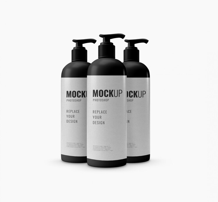 PSD shower cream bottle mockup realistic 3d rendering