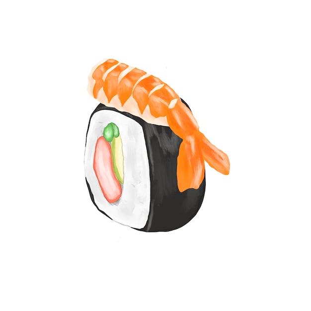 Shrimp Sashimi frische Sushi-Rolle japanische Menü-Illustration