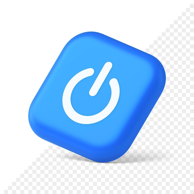 shutdown turn on off button energy switch power start stop web app design 3d realistic isometric icon