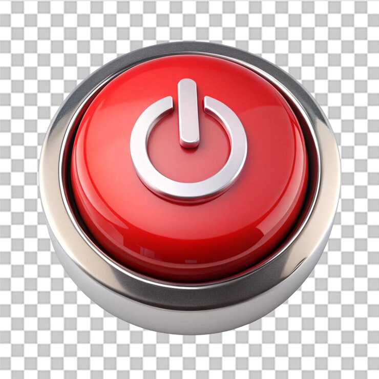 PSD shutdown turn on off button illustration isolated on transparent background